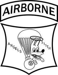 511th PARACHUTE INFANTRY REGIMENT US ARMY AIRBORNE WW2 INSIGNIA VECTOR FILE Black white vector outline or line art file