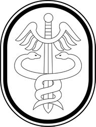 U.S. ARMY MEDICAL COMMAND MEDCOM MEDICAL CORPS PATCH VECTOR FILE Black white vector outline or line art file