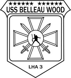 USS BELLEAU WOOD LHA-3 U.S. NAVY AMPHIBIOUS ASSAULT SHIP PATCH VECTOR FILE Black white vector outline or line art file