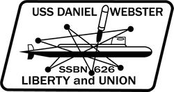 USS DANIEL WEBSTER SSBN-626 BALLISTIC MISSILE SUBMARINE PATCH VECTOR FILE Black white vector outline or line art file