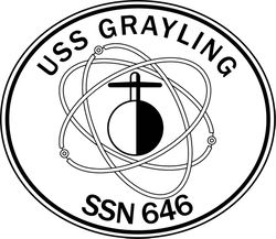 USS GRAYLING SSN-646 ATTACK SUBMARINE PATCH VECTOR FILEBlack white vector outline or line art file