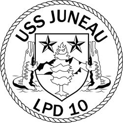 USS JUNEAU LPD-10 U.S. NAVY AMPHIBIOUS TRANSPORT DOCK PATCH VECTOR FILE Black white vector outline or line art file