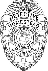 detective homestead florida police badge vector file Black white vector outline or line art file
