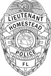 LIEUTENANT homestead florida police badge vector file Black white vector outline or line art file
