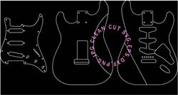 1962 STRATOCASTER GUITAR BODY AND PICGUARD VECTOR FILE Black white vector outline or line art file