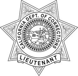 California department of corrections lieutenant badge vector file Black white vector outline or line art file