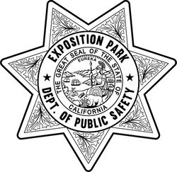 California Highway Patrol Exposition park Dept of public safety badge vector Black white vector outline or line art file