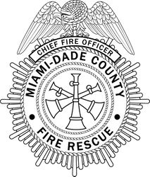 CHIEF FIRE OFFICER MIAMI DADE COUNTY FIRE RESCUE BADGE VECTOR FILE Black white vector outline or line art file