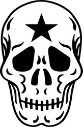 Skull With Star vector file vector file Black white vector outline or line art file