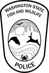 WASHINGTON STATE FISH AND WILDLIFE POLICE PATCH VECTOR FILE Black white vector outline or line art file
