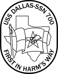 USS DALLAS SSN 700 ATTACK SUBMARINE PATCH VECTOR FILE Black white vector outline or line art file