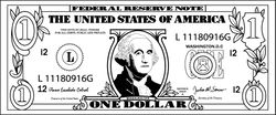 one dollar bill vector file Black white vector outline or line art file