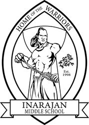 HOME OF THE WARRIORS INARAJAN MIDDLE SCHOOL PATCH VECTOR FILE Black white vector outline or line art file