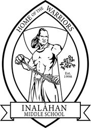 HOME OF THE WARRIORS INALAHAN MIDDLE SCHOOL PATCH VECTOR FILE Black white vector outline or line art file