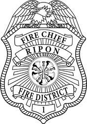 FIRE CHIEF RIPON BADGE VECTOR FILE Black white vector outline or line art file