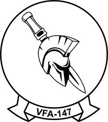 U.S. NAVY STRIKE FIGHTER SQUADRON 147 VFA USN PATCH VECTOR FILE Black white vector outline or line art file