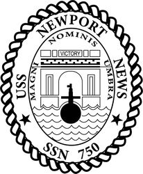 USS NEWPORT NEWS SSN 750 ATTACK SUBMARINE PATCH VECTOR FILE Black white vector outline or line art file