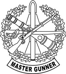 U.S. ARMY MASTER GUNNER BADGE PATCH VECTOR FILE Black white vector outline or line art file