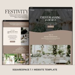 Event Planner Squarespace Website Template, Wedding Planning Template, Photographer Portfolio Website