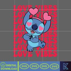 Stitch Valentine Svg, Valentine Character Svg, Valentine Movie Cartoon Svg, Happy Valentine Day Svg, Digital Download (9