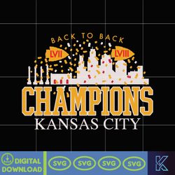 Kansas City Football Champions Back To Back 2023 2024 Kc Football lviii Champions Svg Memorabilia Kansas City