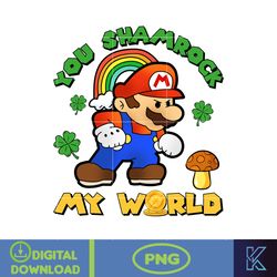 You Shamrock My World Png, St Patrick's Mario Png, St Patrick gamer Designs, Lucky Clover Png