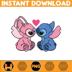 Stitcth Valentine Png, Stitch Png, Cartoon Png, Blue Alien, Valentine Png, Instant Download (10)