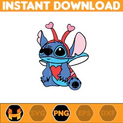 Stitcth Valentine Png, Stitch Png, Cartoon Png, Blue Alien, Valentine Png, Instant Download (16)
