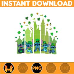 Disney Castle Stitch Patricks Day Png, Stitch Happy Patrick Day Png, First Dis ney Trip Png, Magical Patricks, Lucky Vib