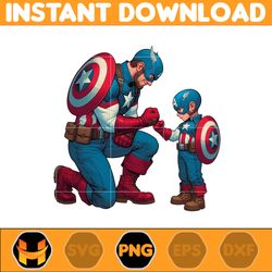 Captain America Dad And Son Png, Super Hero Dad And Son Png, Father's Day 2024 Png, Father's Day Png Sublimation (2)
