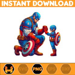 Captain America Dad And Son Png, Super Hero Dad And Son Png, Father's Day 2024 Png, Father's Day Png Sublimation (3)