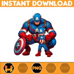 Captain America Dad And Son Png, Super Hero Dad And Son Png, Father's Day 2024 Png, Father's Day Png Sublimation (4)