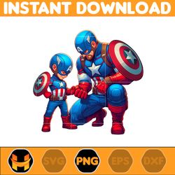 Captain America Dad And Son Png, Super Hero Dad And Son Png, Father's Day 2024 Png, Father's Day Png Sublimation (5)