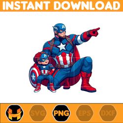 Captain America Dad And Son Png, Super Hero Dad And Son Png, Father's Day 2024 Png, Father's Day Png Sublimation (9)