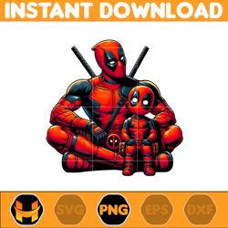 Deadpool Dad And Son Png, Super Hero Dad And Son Png, Father's Day 2024 Png, Father's Day Png Sublimation, Clipart (1)