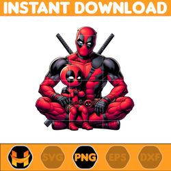 Deadpool Dad And Son Png, Super Hero Dad And Son Png, Father's Day 2024 Png, Father's Day Png Sublimation, Clipart (2)