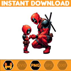 Deadpool Dad And Son Png, Super Hero Dad And Son Png, Father's Day 2024 Png, Father's Day Png Sublimation, Clipart (3)