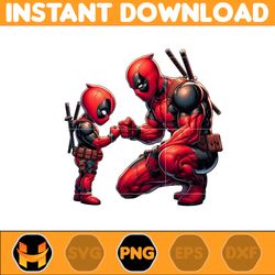Deadpool Dad And Son Png, Super Hero Dad And Son Png, Father's Day 2024 Png, Father's Day Png Sublimation, Clipart (4)