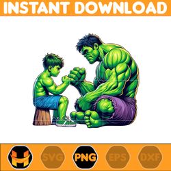 Hulk Dad And Son Png, Super Hero Dad And Son Png, Father's Day 2024 Png, Father's Day Png Sublimation, Clipart (2)