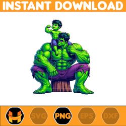 Hulk Dad And Son Png, Super Hero Dad And Son Png, Father's Day 2024 Png, Father's Day Png Sublimation, Clipart (4)