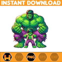 Hulk Dad And Son Png, Super Hero Dad And Son Png, Father's Day 2024 Png, Father's Day Png Sublimation, Clipart (5)