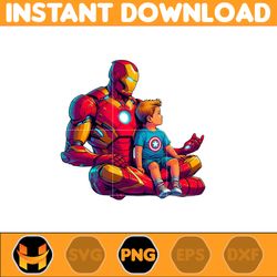 Iron Man Dad And Son Png, Super Hero Dad And Son Png, Father's Day 2024 Png, Father's Day Png Sublimation, Clipart (1)
