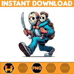 Jason Voorhees Png, Super Hero Dad And Son Png, Father's Day 2024 Png, Father's Day Png Sublimation, Clipart (4)