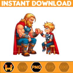 Thor Dad And Son Png, Super Hero Dad And Son Png, Father's Day 2024 Png, Father's Day Png Sublimation (2)