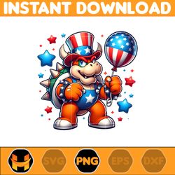 Bowser America Png, Funny Cartoon Fourth Of July Png, Cartoon Independence Day Png, 4th Of July Png