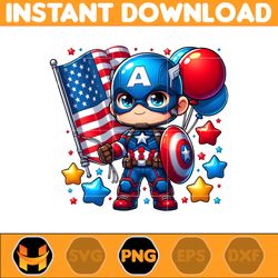 Captain America Png, Funny Cartoon Fourth Of July Png, Cartoon Independence Day Png, 4th Of July Png