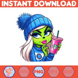 Blue Boujee Christmas Green Mean Girl Png Clipart, Fashion Sporty Girl Christmas Clipart (6)