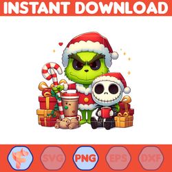 Grinch Jack Skeleton Nightmare Before Christmas Png, Great Christmas Sublimation, Christmas movie Png (7)