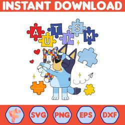 Autism Bluey Puzzle, Funny Dog And Friends, Character Cartoon Friends, Instant Download (1)