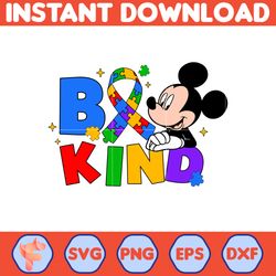 Mickey Be Kind Autism Svg, Funny Dog And Friends, Character Cartoon Friends, Instant Download (2)